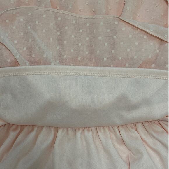 Fever Smocked Waist Long Bell-Sleeve Clip-Dot Blouse Top Pink Sz XL Cottagecore - Picture 11 of 12